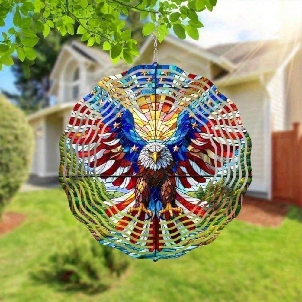 3D American Flag Wind Spinner - Patriotic Eagle Design