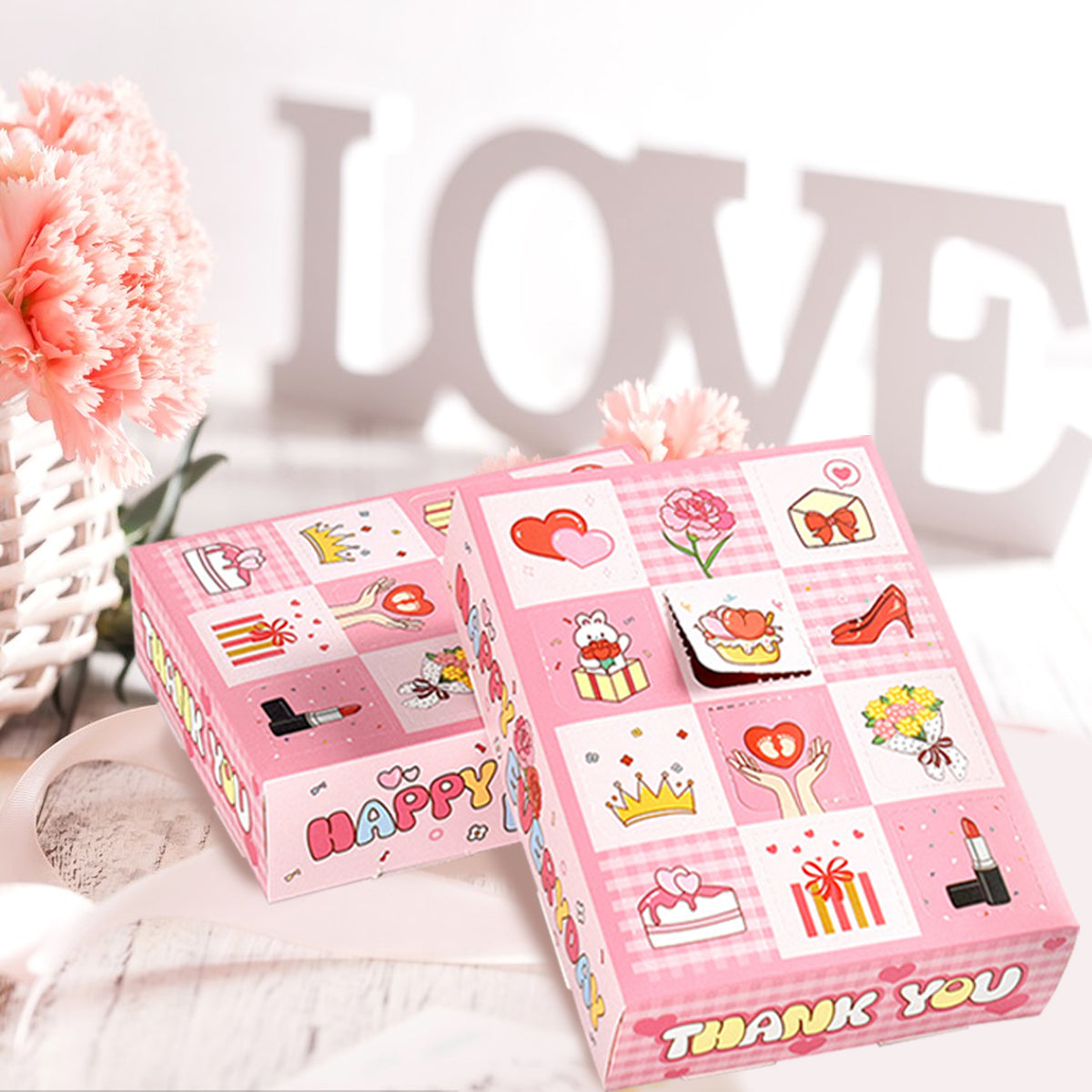 15-Pack Paper Bakery Gift Boxes with Dividers - Pink
