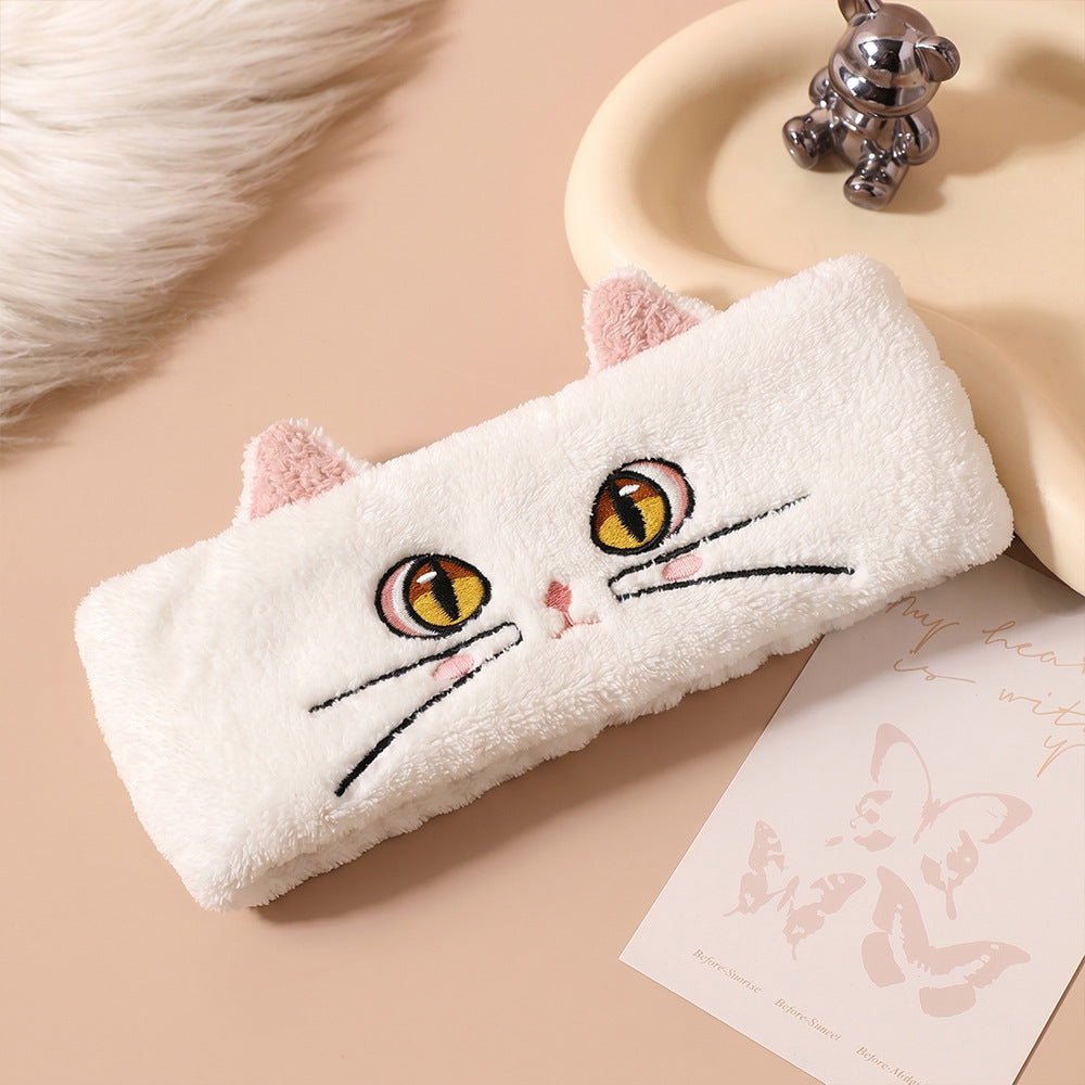 Face Washing Hairband - Unisex Cartoon Cat Face Design for Skincare & Toiletries