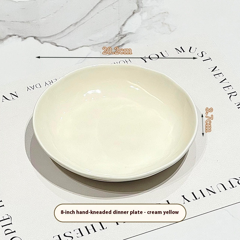 8-Inch Ceramic Dinner Plate - Deep Round Food Plate for Kitchen & Dining
