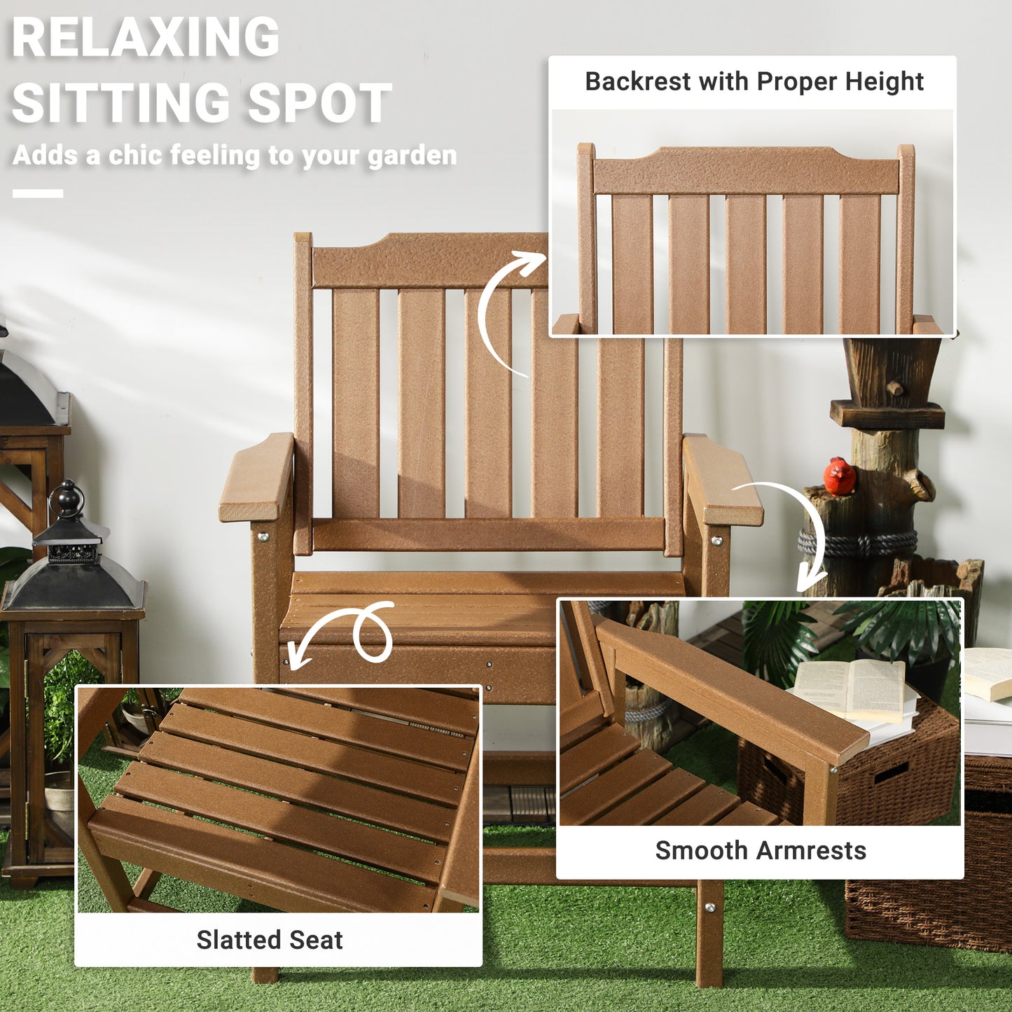 HDPE Outdoor Dining Chair - Heavy Duty, Water-Resistant, Brown