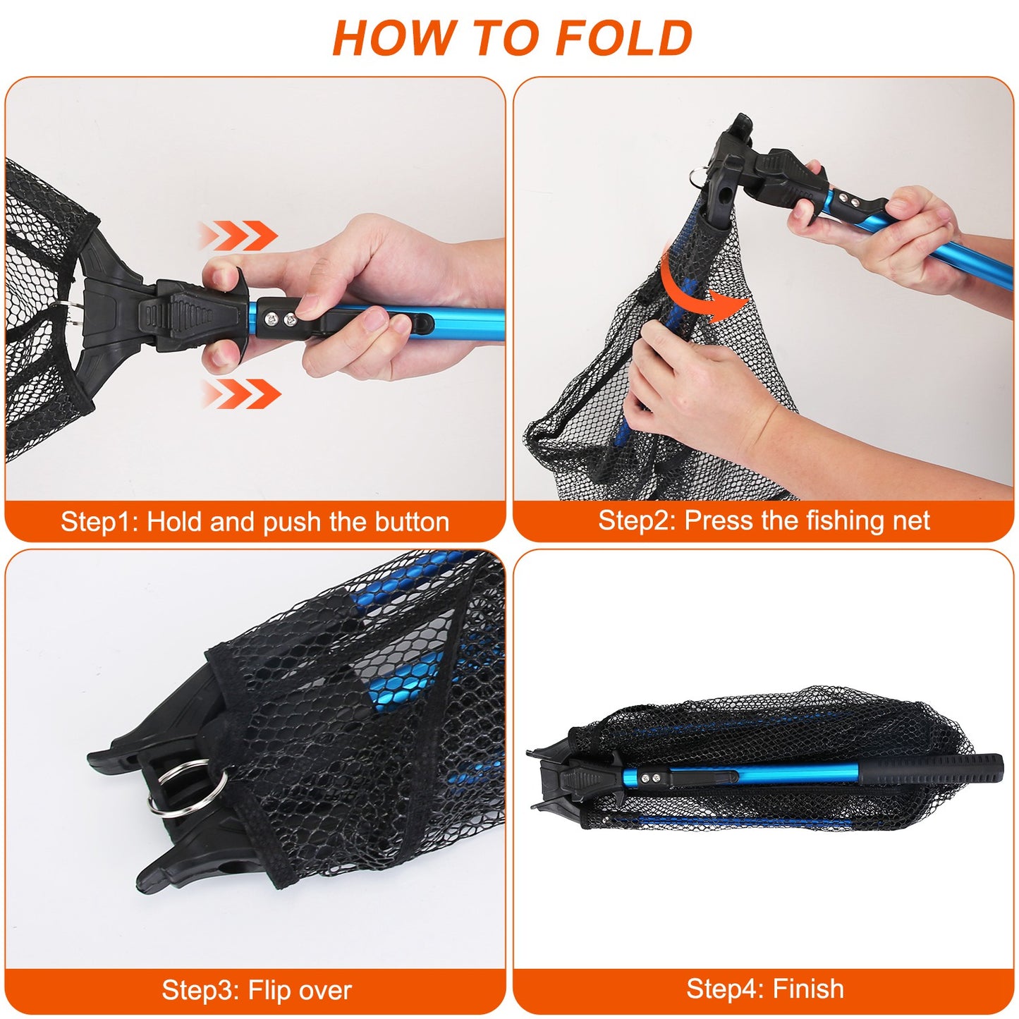 Foldable Fishing Net with Aluminum Alloy Handle - Black