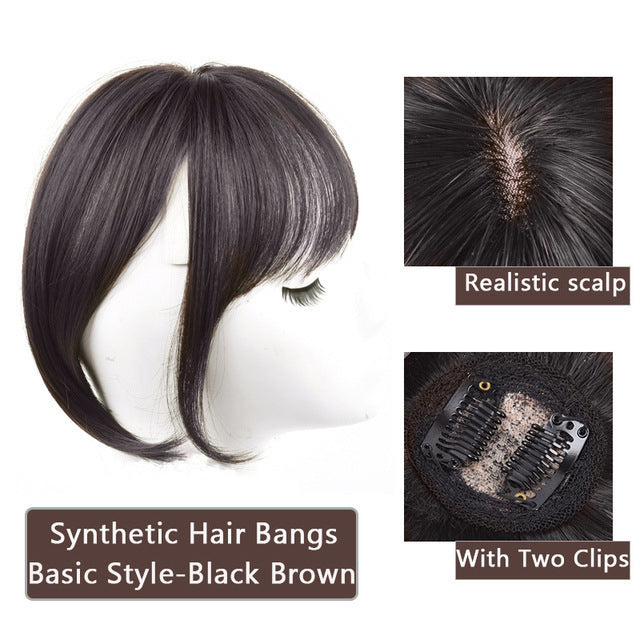 3D Bangs Straight Replacement Hair Covering Wig Set - High-Temp Fiber