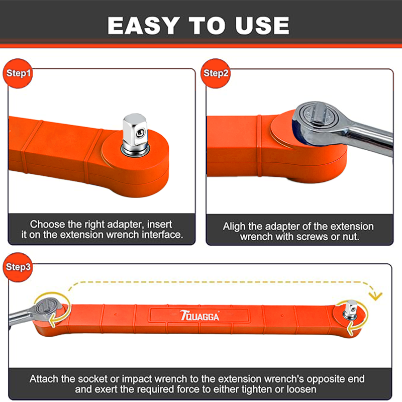 Offset Extension Wrench Set for Impact Tools - 3 Piece, Slim Profile, Heavy Duty
