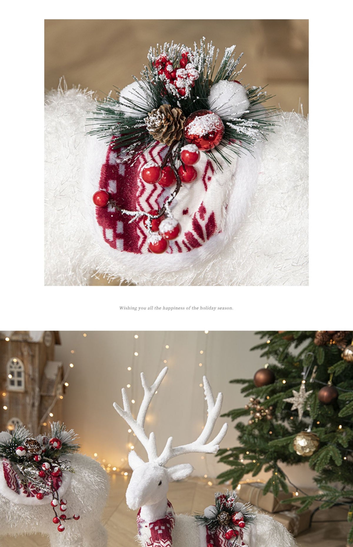 Christmas Elk Doll Decoration Set - Plush Deer Ornaments for Holiday Home Decor