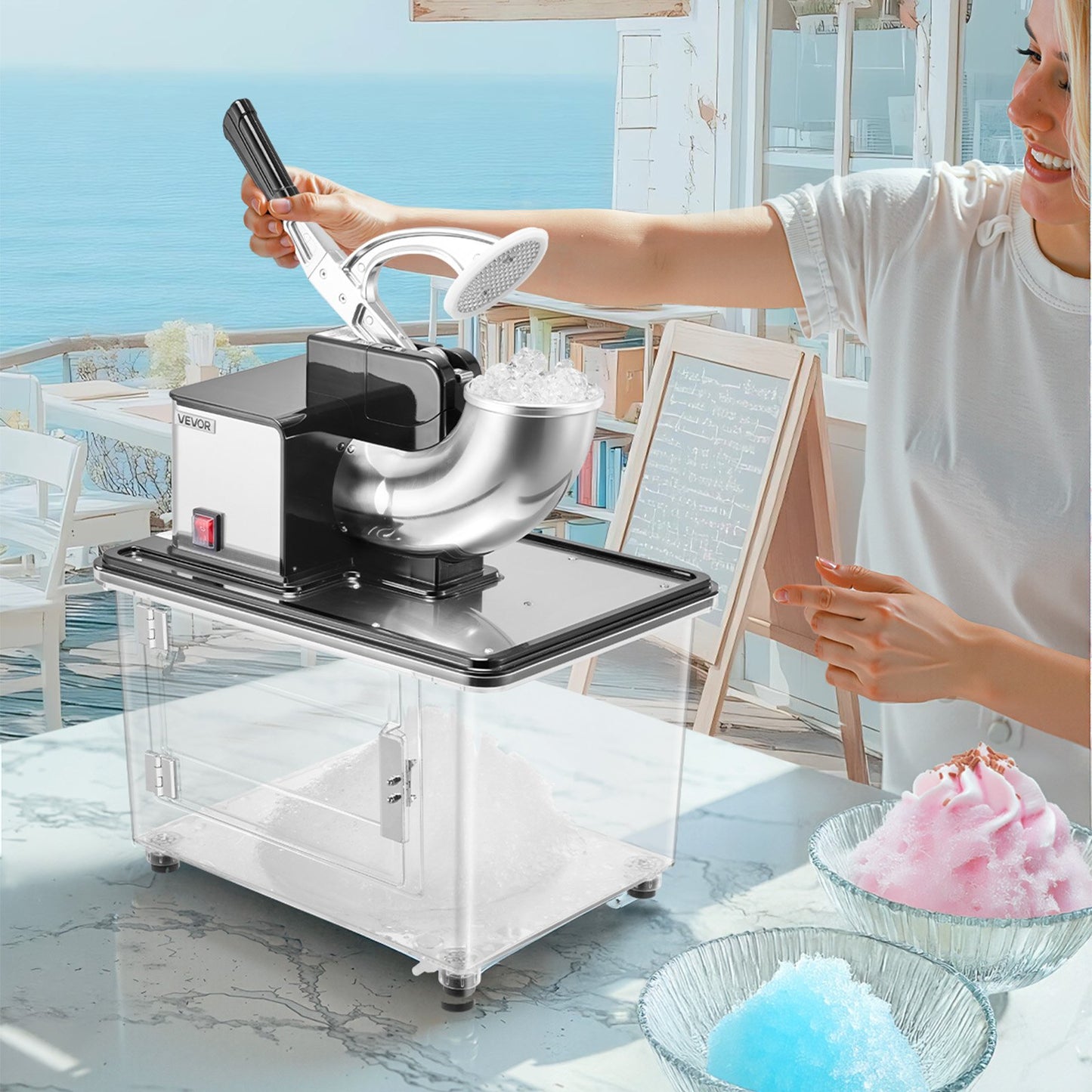 Electric Snow Cone Maker & Ice Crusher 661LBS/H Commercial Shaved Ice Machine