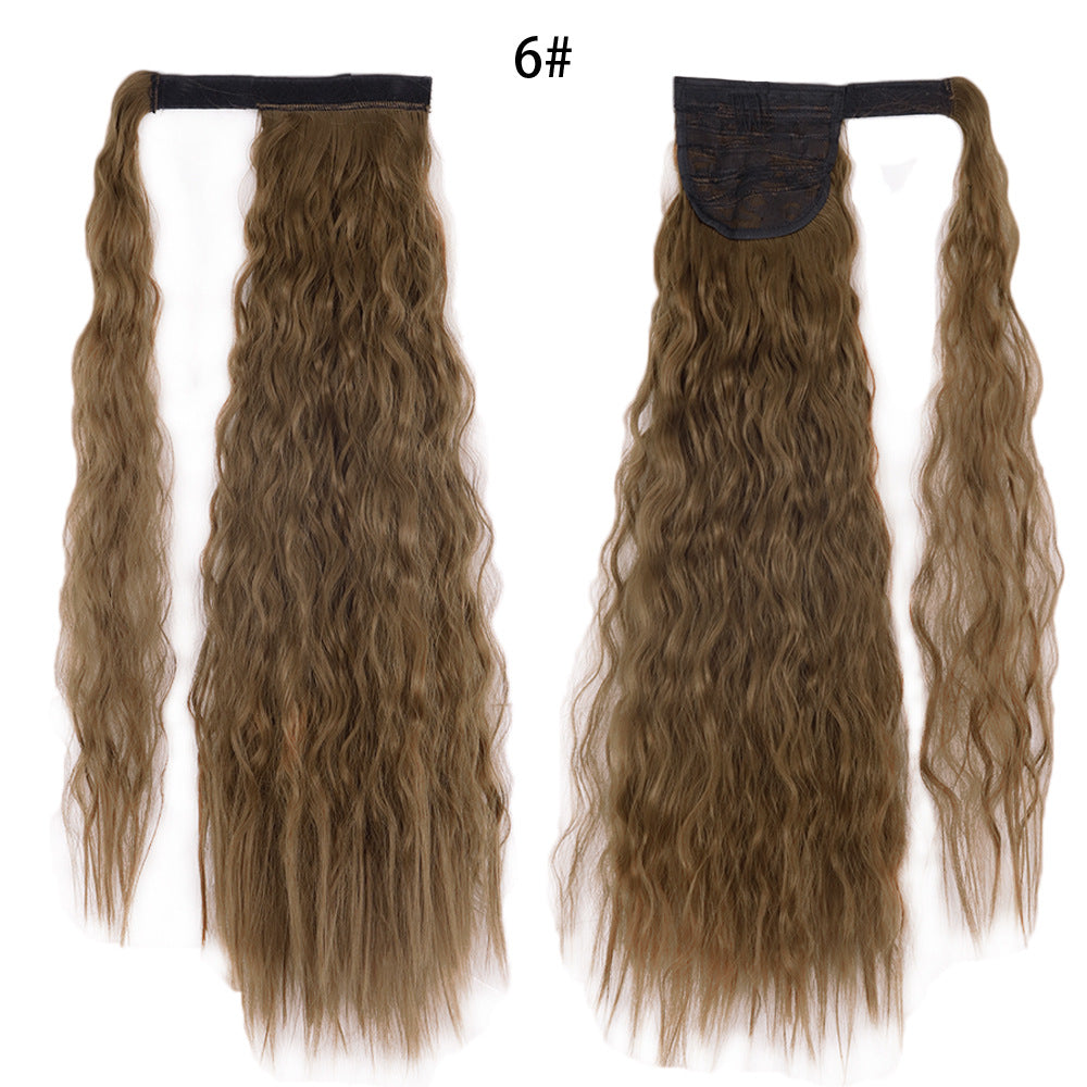 Water Wave Ponytail Wig with Velcro Band High Temperature Synthetic Hair