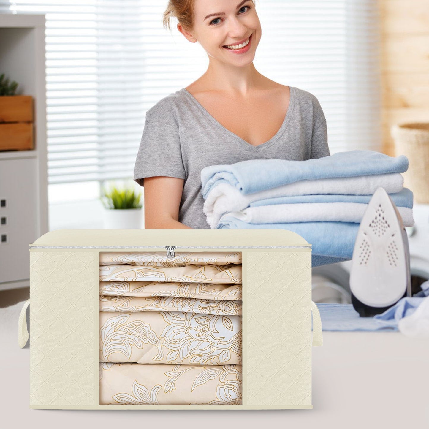 2Pcs Clothes Storage Bag For Moving Season 90L Per With Thick Fabric