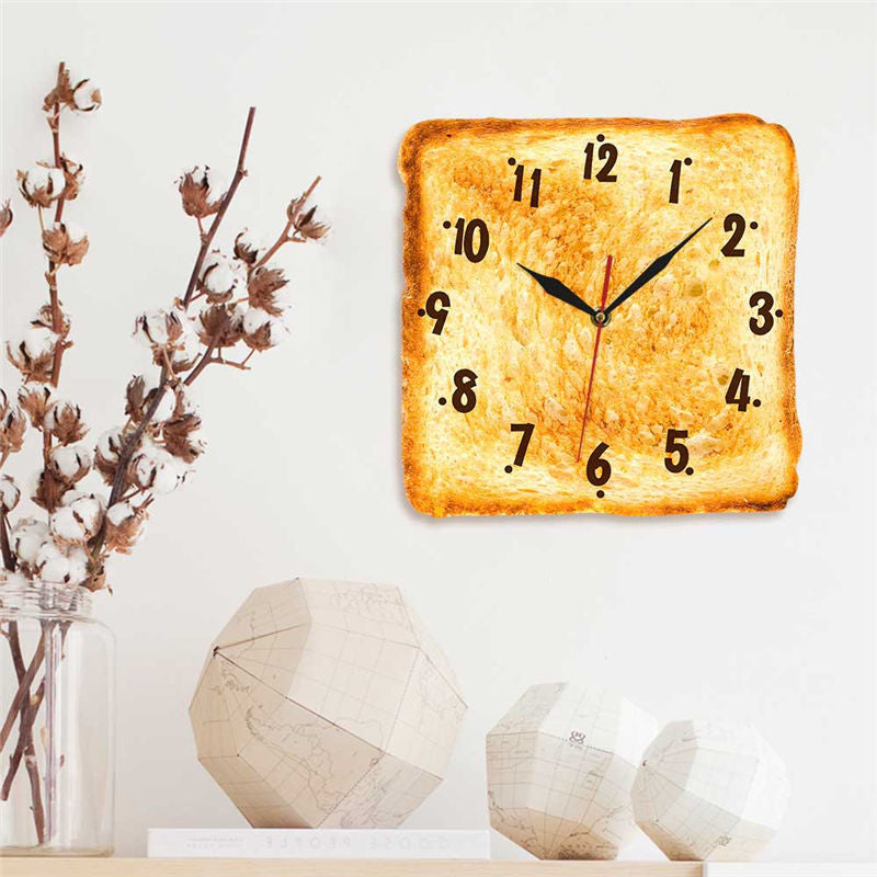 Wall Clock 12 Inch Yellow Modern Home Decor Round Plastic