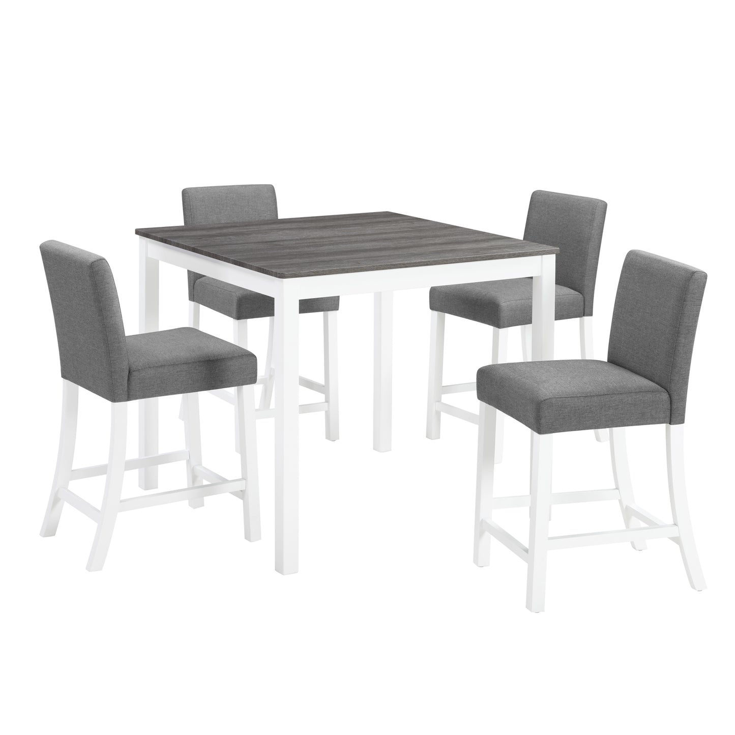 5-Piece Grey & White Counter Height Dining Table Set