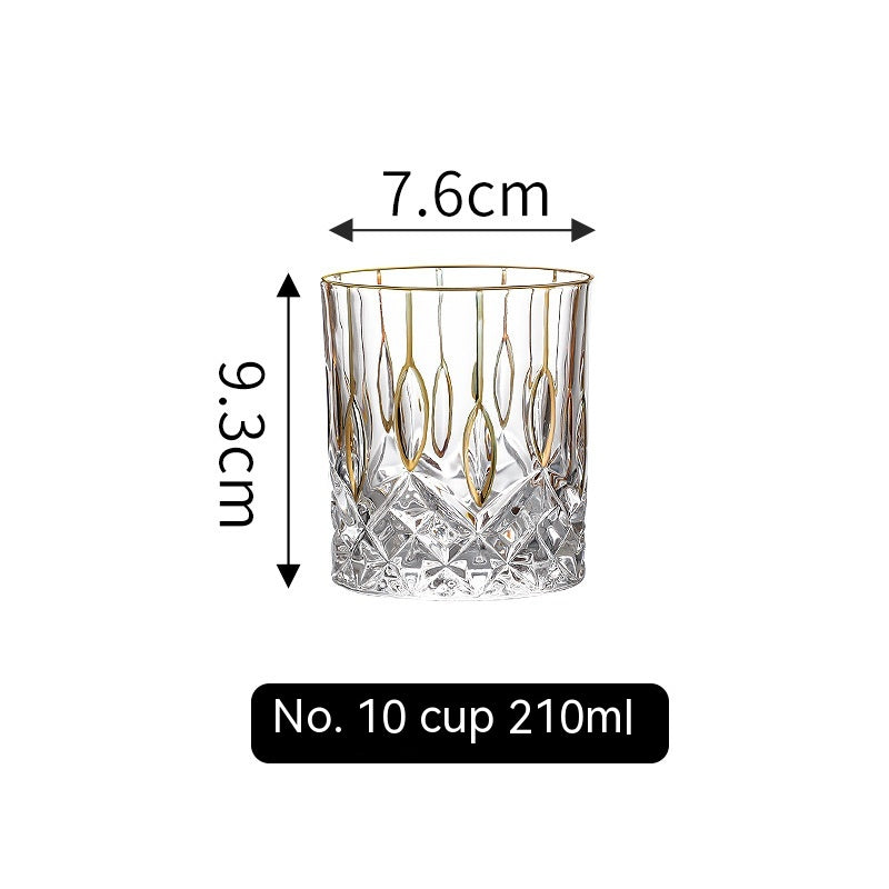 Gold Line Wine Glass Set - Whiskey & Cocktail Drinking Cups for Home Bar