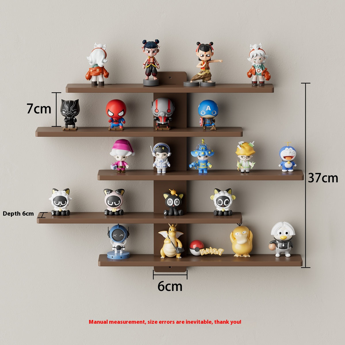 5-Tier Wall-Mounted Toy Doll Display Rack for Home Storage