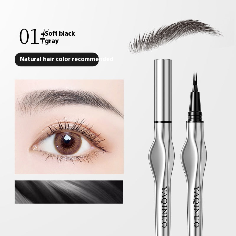 Waterproof Eyebrow Pencil with Dual-Fork Tip - Sweat-proof, Long-lasting Makeup Tool
