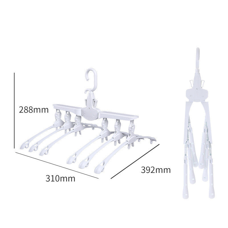 Folding Pant Rack with Clips - Retractable Wardrobe Organizer for Clothes Storage