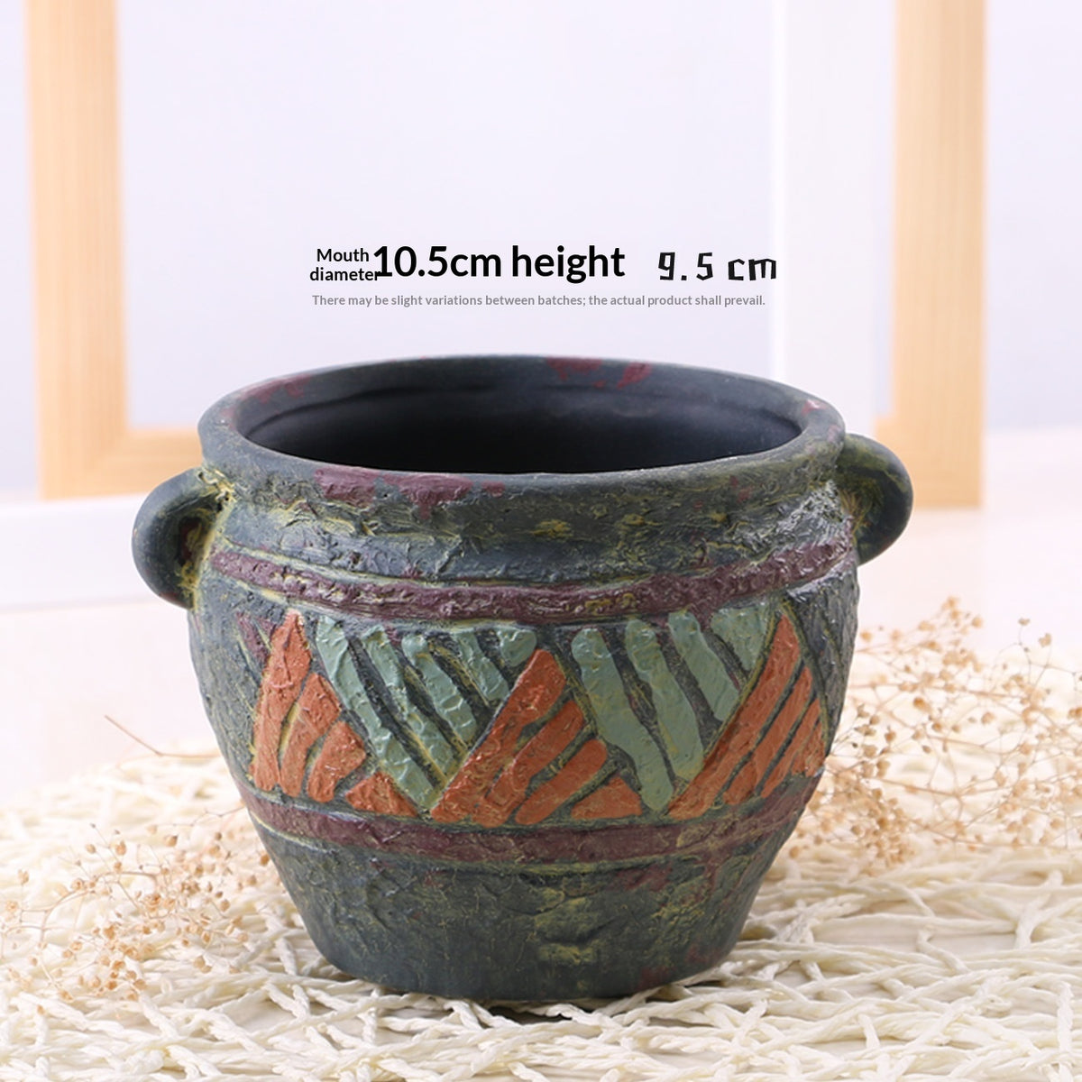 Mediterranean-Style Hand-Painted Ceramic Succulent Pot - Rustic Flower Planter