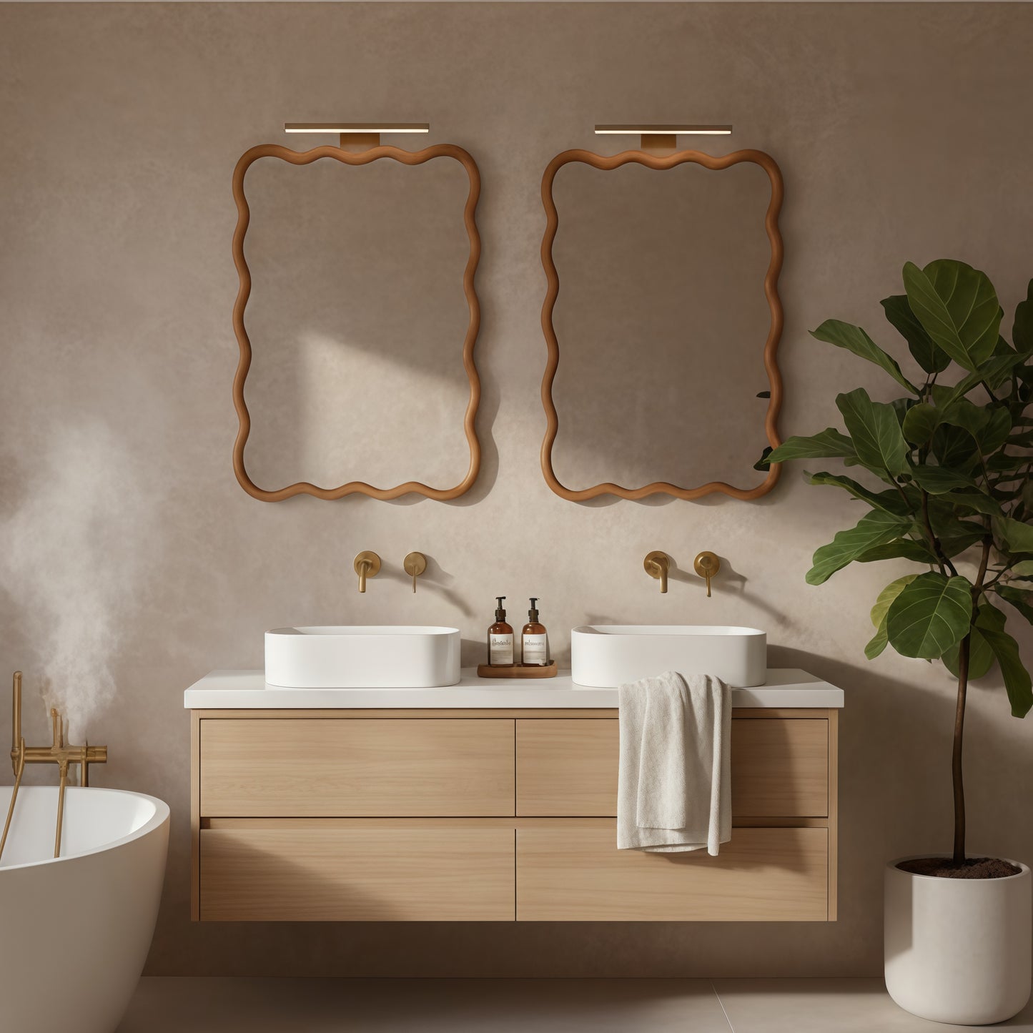 Wavy Rectangle Solid Wood Frame Decorative Mirror - 30x40