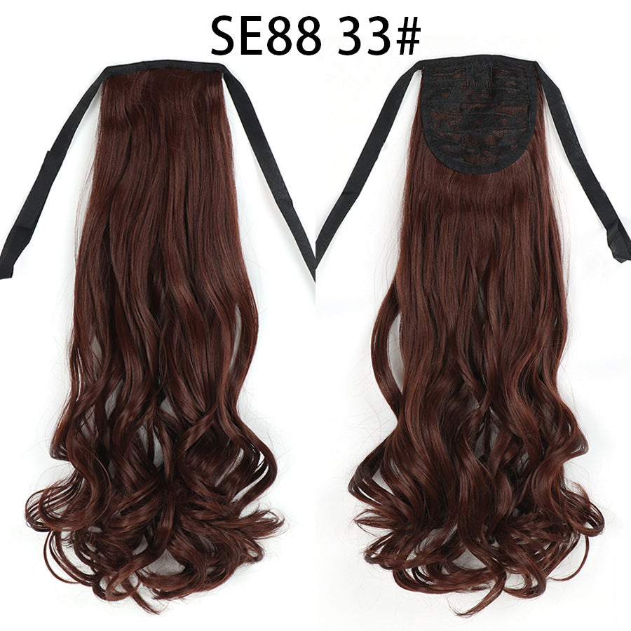 Long Chemical Fiber Wig with Bow Tie Strap - High Temp Silk Hair Extension