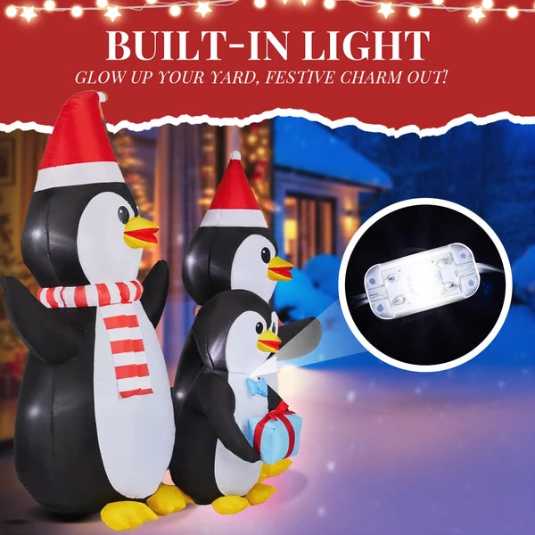 6FT Inflatable Penguin Family Decoration with LED Lights