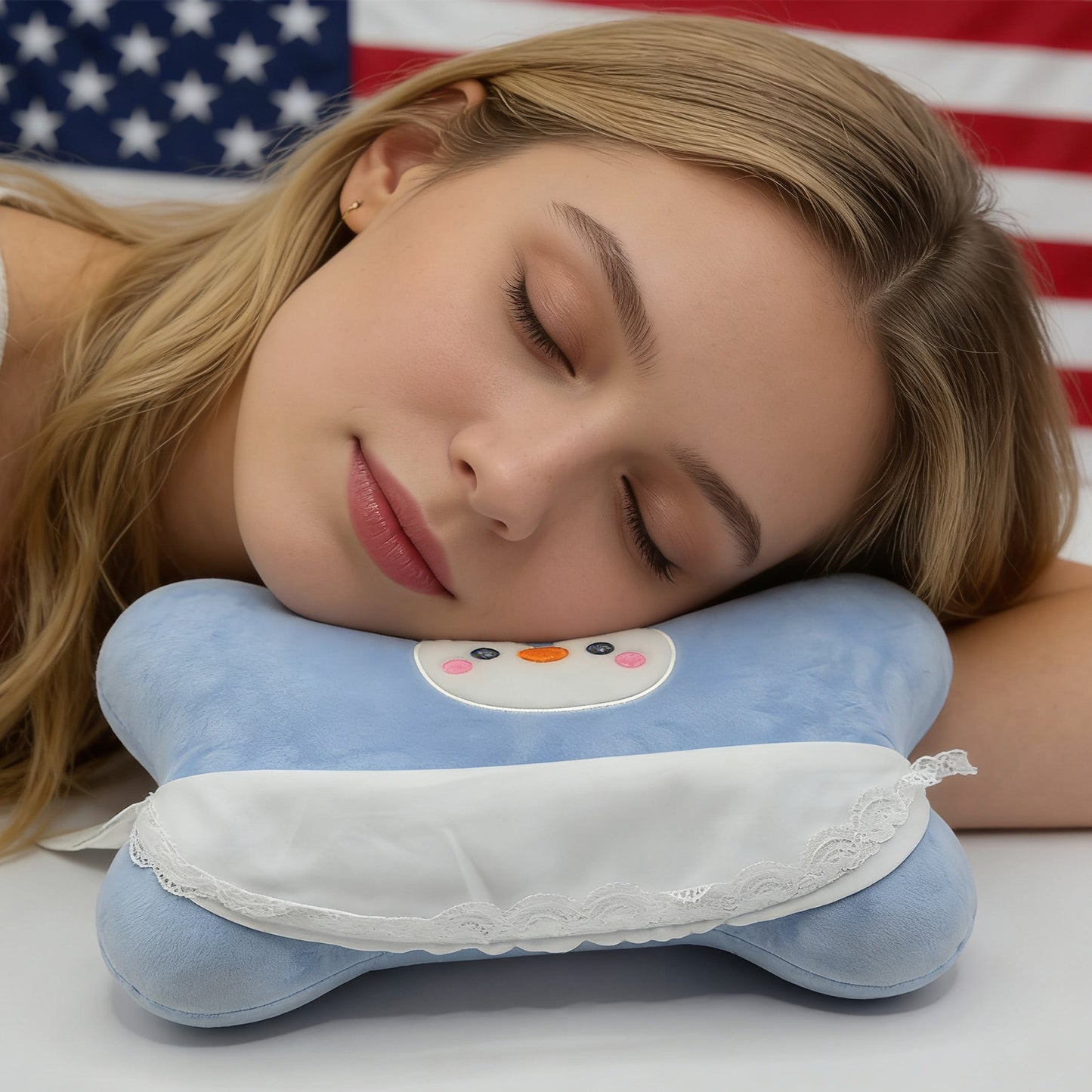 Penguin Pillow - Blue Decorative Cushion
