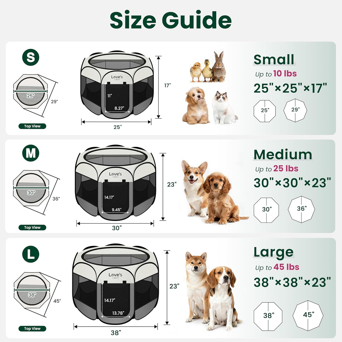 Portable Indoor Outdoor Dog Playpen with Zipper Top & Carrying Case - Grey, Small