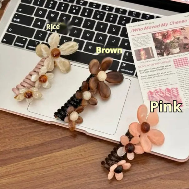 Floral Hair Tie with Strand for Women - Handmade Pastoral Hair Accessory