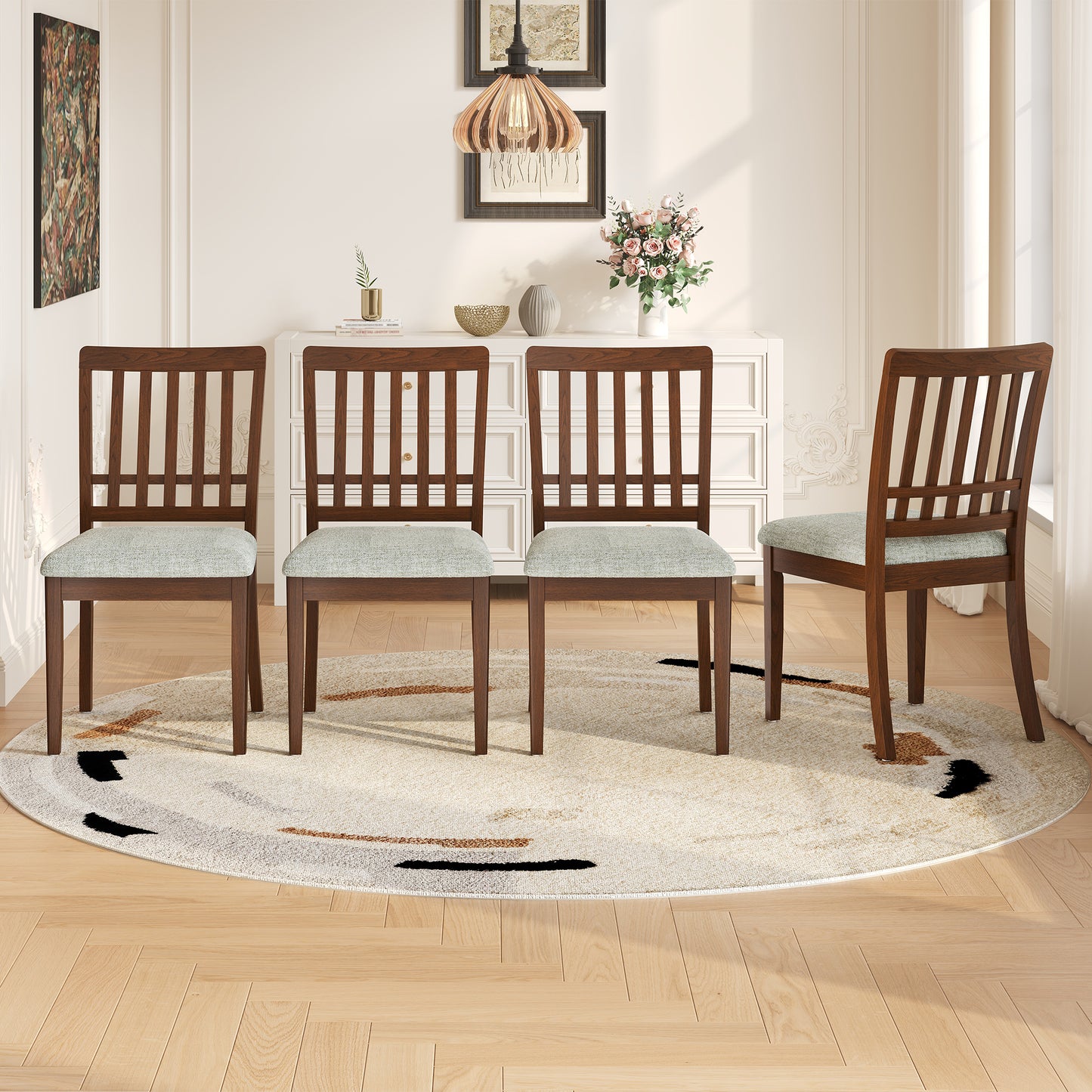 2-Piece Modern Scandinavian Dining Chairs, Curved Wood Backrest With
