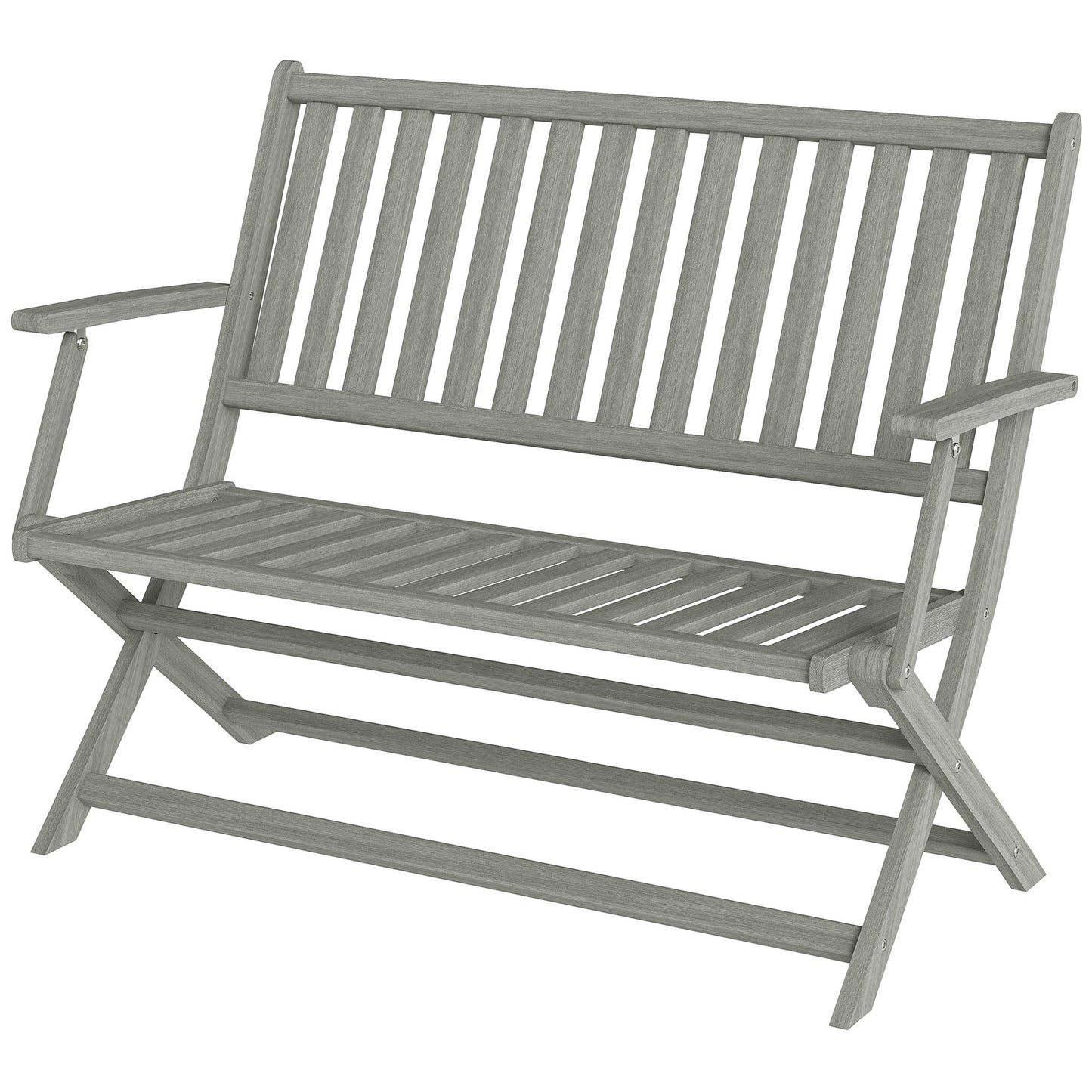 Foldable Wood Outdoor Bench with Backrest - Gray