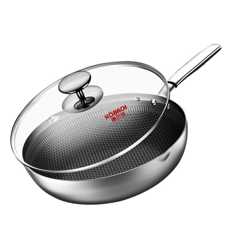 Induction Cooker Pot 30cm Stainless Steel Non-Stick Household Cooking Wok