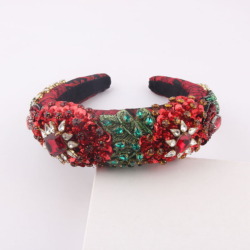 Diamond Leaf Exaggerated Headband - Red
