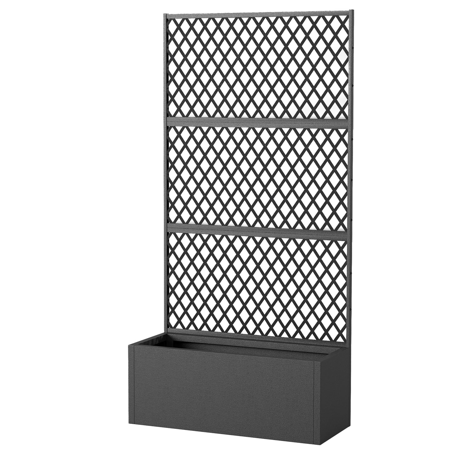 Metal Planter Box with Trellis - Raised Garden Bed for Climbing Plants, Black, 1020x550x245mm