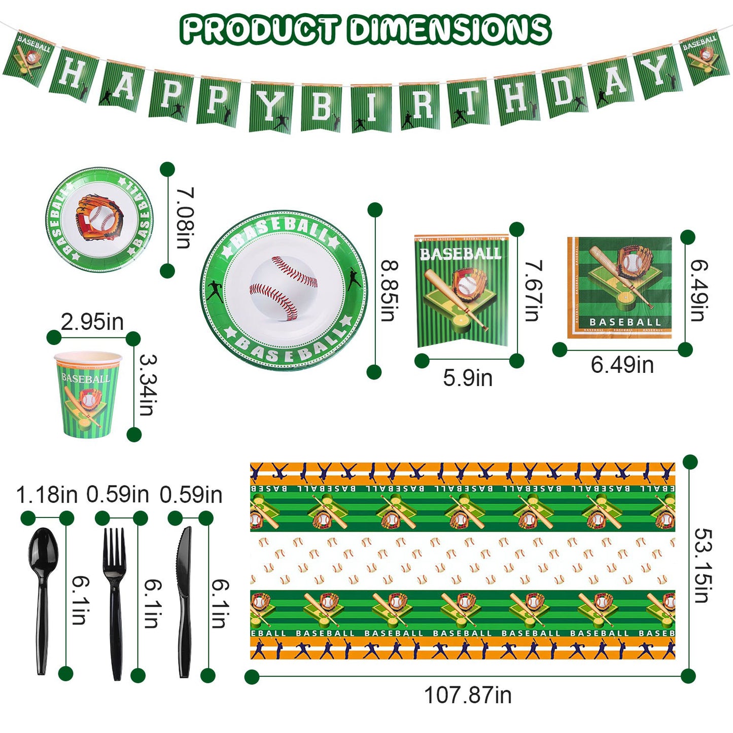 171-Piece Baseball Party Supplies Set for 24 Guests