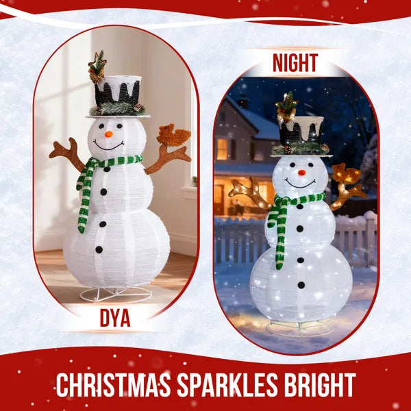 4FT Lighted Snowman with Squirrel - Christmas Yard Decoration