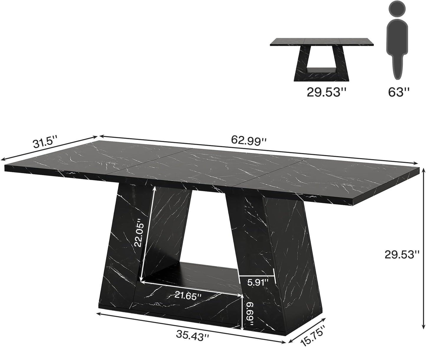 Spacious Computer Desk - Contemporary Executive Desk in Black