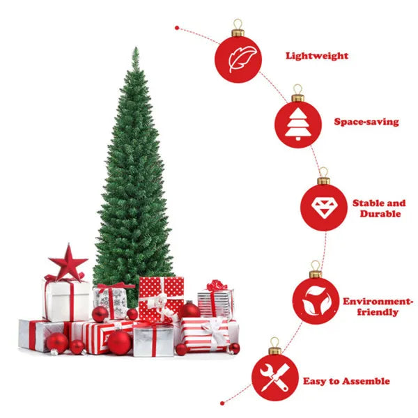 5ft Slim Pencil Christmas Tree - Space-Saving Flocked Design