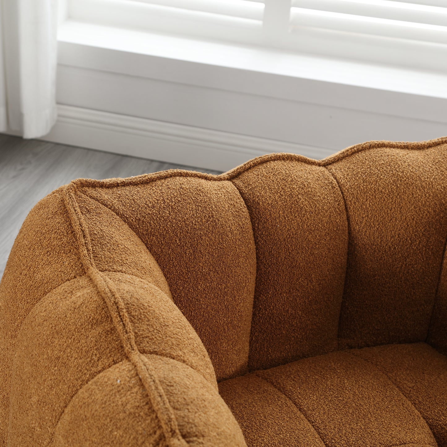 Soft Chenille Bean Bag Chair with Foam Filler - Khaki & Yellow