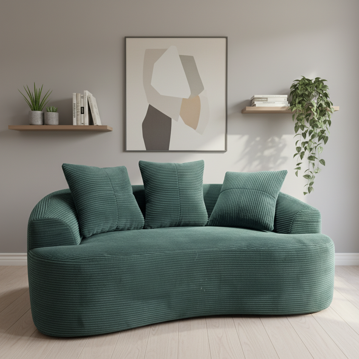 65.35 Curved Loveseat Sofa With Pocket Spring Cushions For Soft
