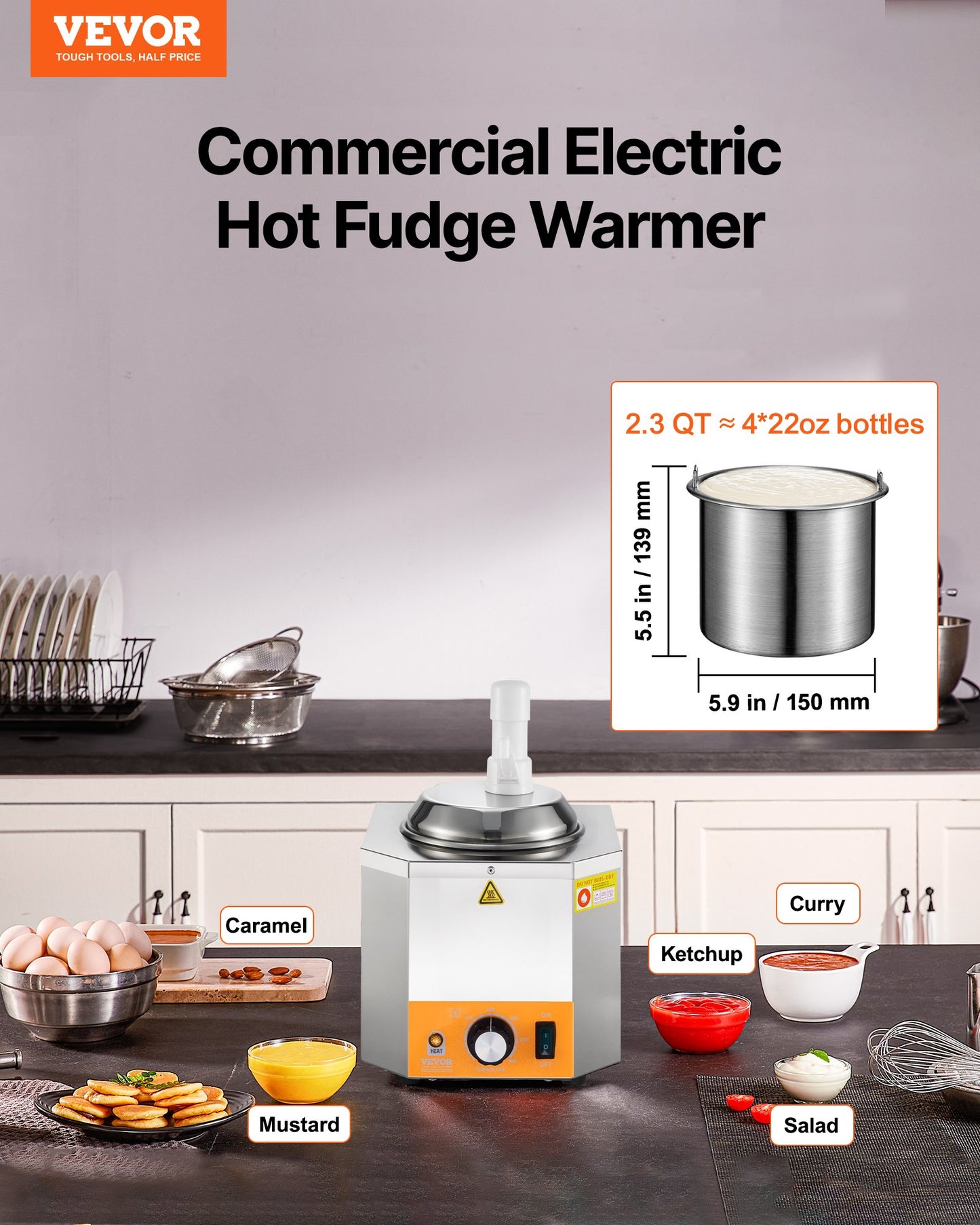 2.4L Electric Cheese Dispenser with Pump - Commercial Kitchen Appliance, Silver