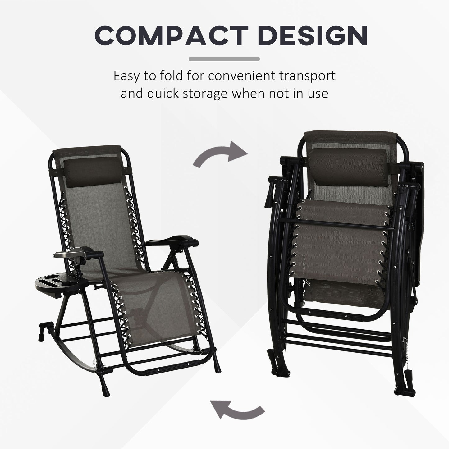 Zero Gravity Reclining Rocking Chair with Cup Holder - Gray