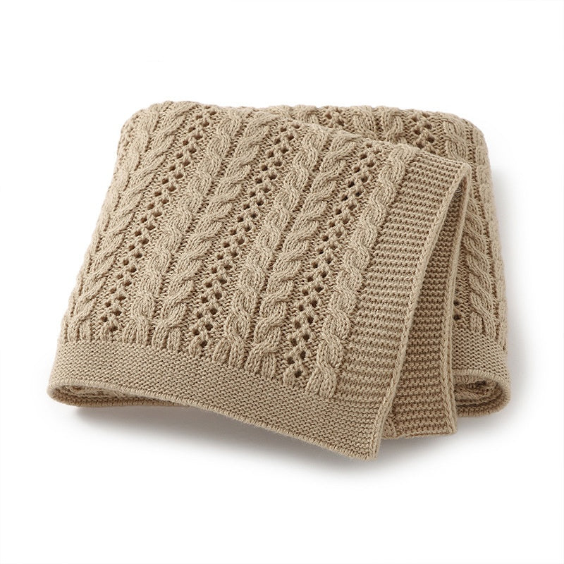 Unisex Solid Color Knitted Baby Blanket - Extra Thick Summer Bedding