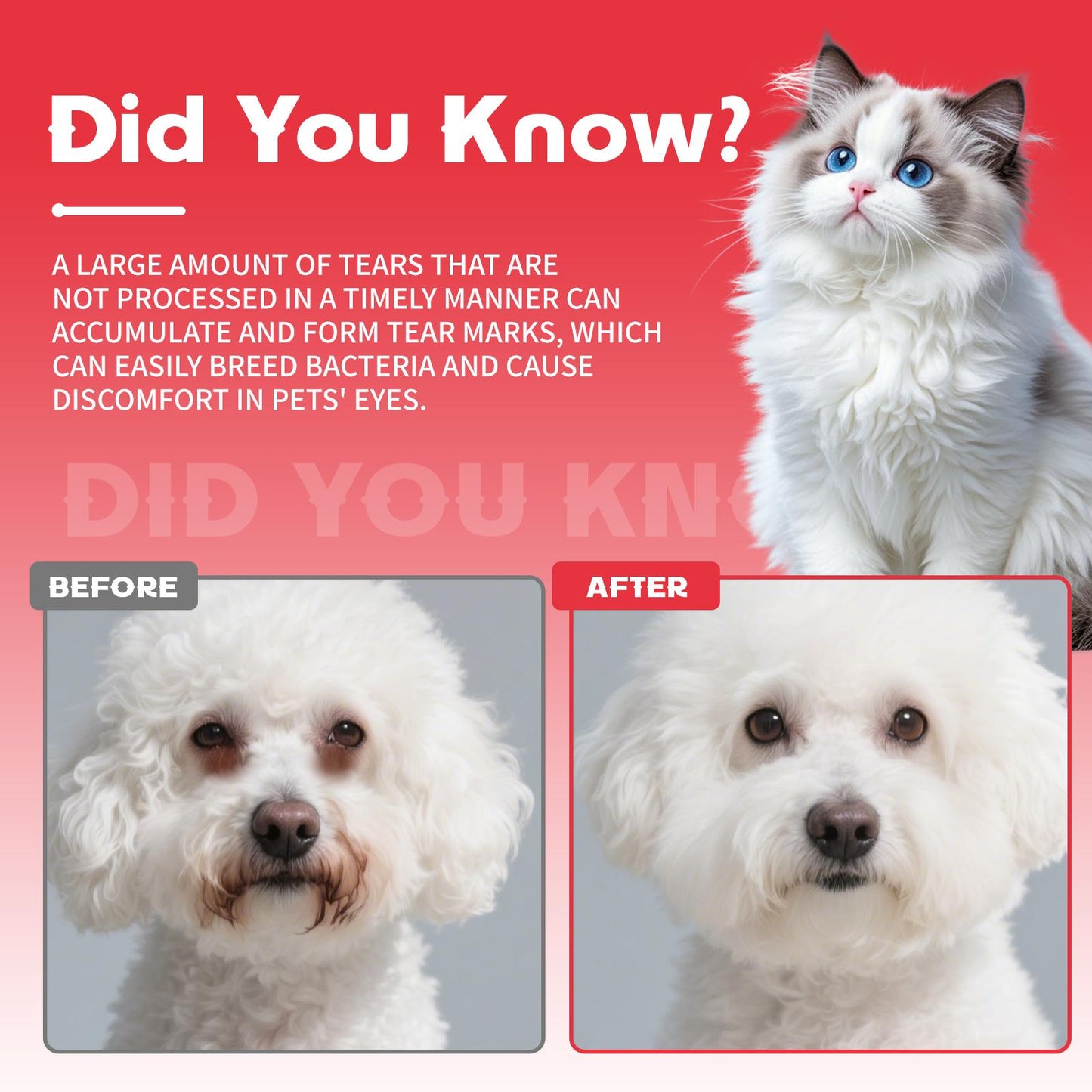 Pet Tear Stain Removal Powder - Gentle Eye & Fur Brightening, 1PC