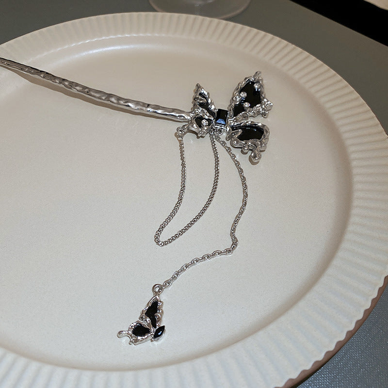 Metal Butterfly Hairpin - Black