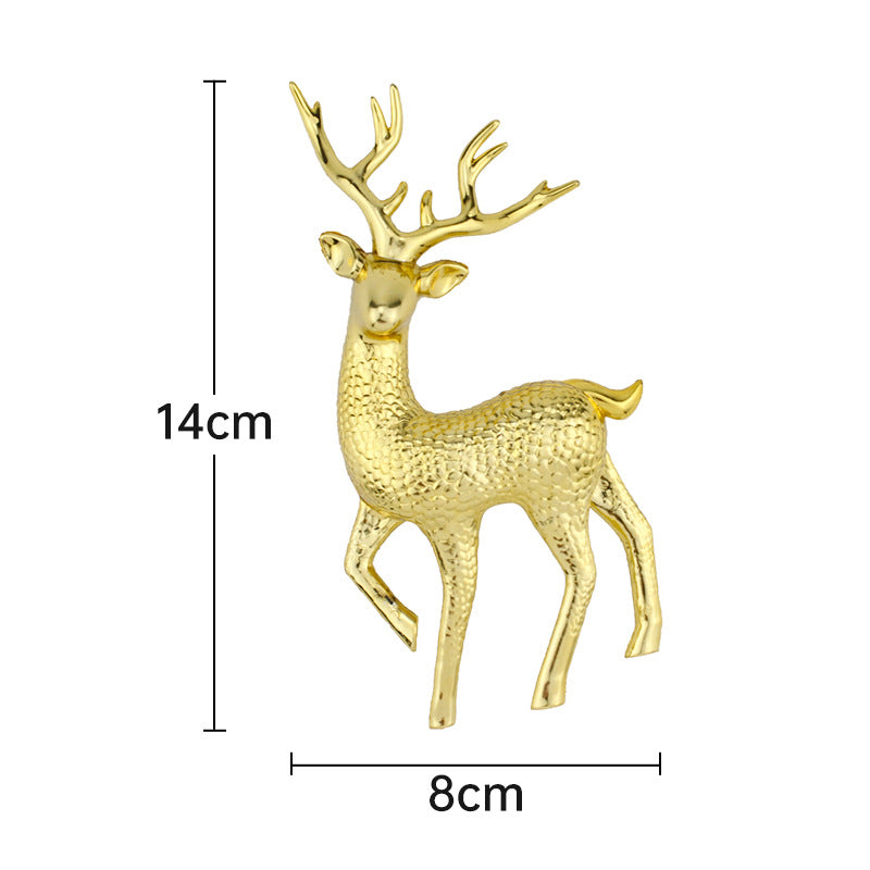 Festive Christmas Elk Cake Ornament Set - Glitter & Plastic Decorations