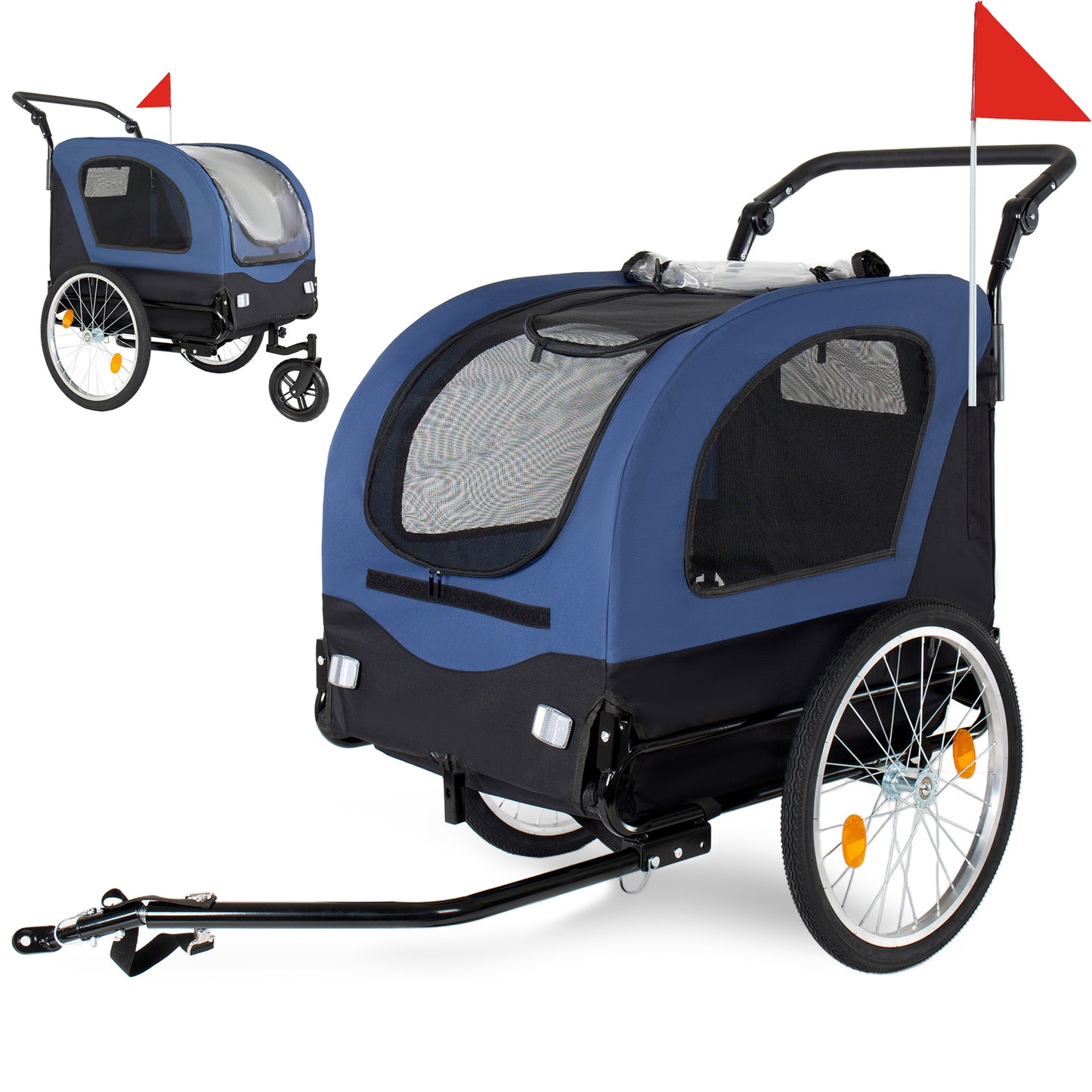 2-in-1 Bike Trailer & Pet Stroller For Dogs Up To 110lbs Foldable