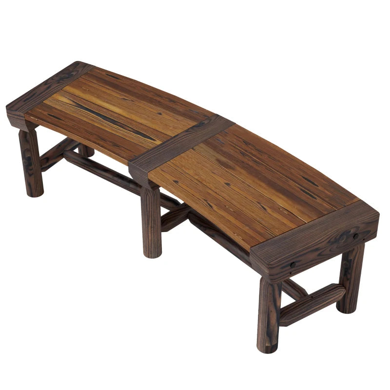 Wooden Semicircular Garden Bench - Brown Fir Wood