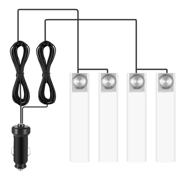 4-Pack Car Interior LED Atmosphere Lights Blue, 360° Adjustable, Easy Install