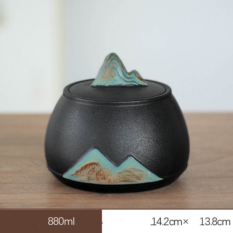 Large Sealed Ceramic Tea Storage Jar - Home Kitchen Tea Caddy