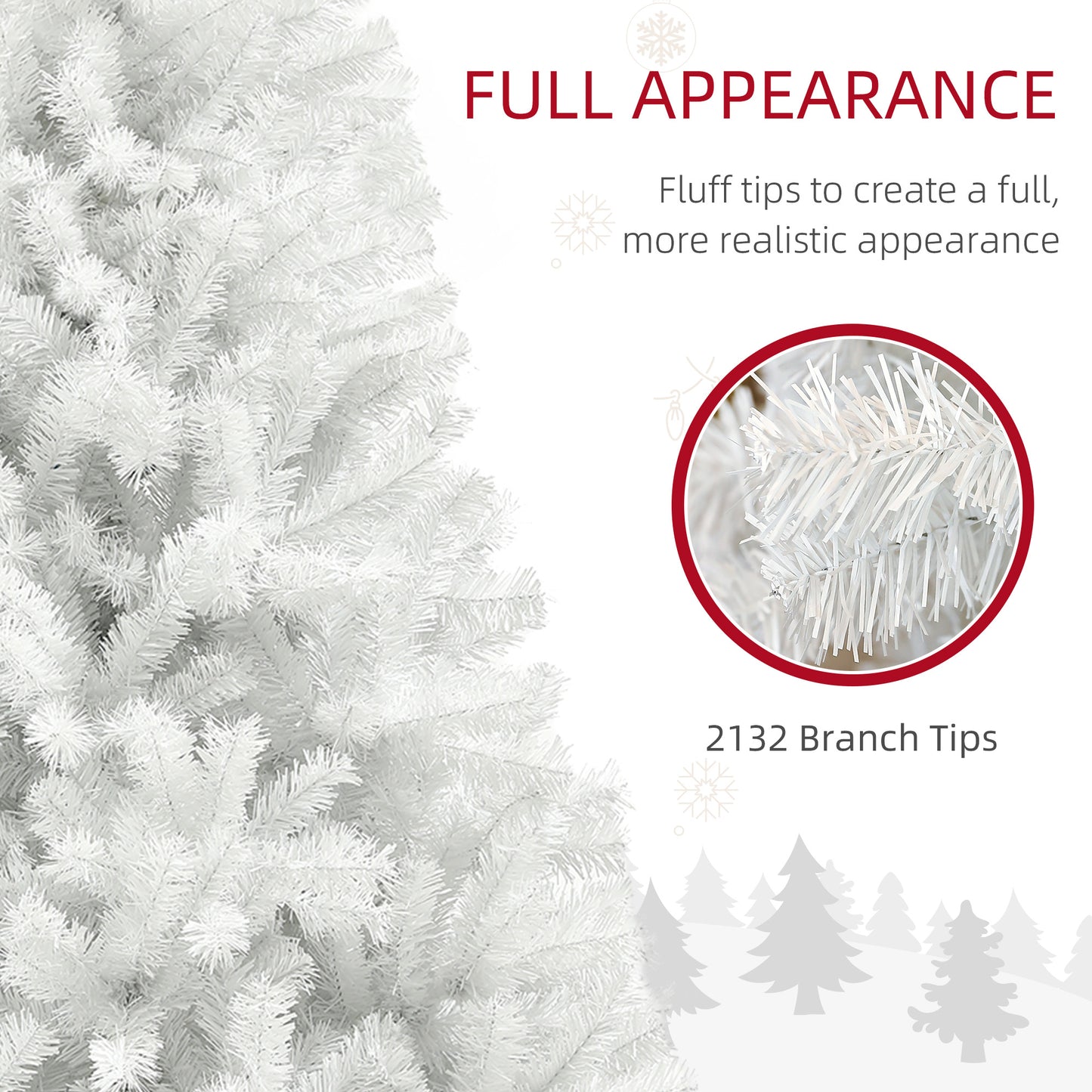9ft Unlit Artificial White Christmas Tree with 2132 Branch Tips