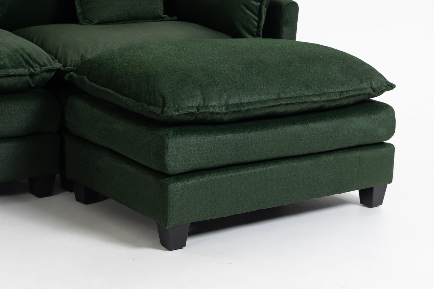 Modern 3-Seat Sectional Sofa with Ottoman - Antique Green