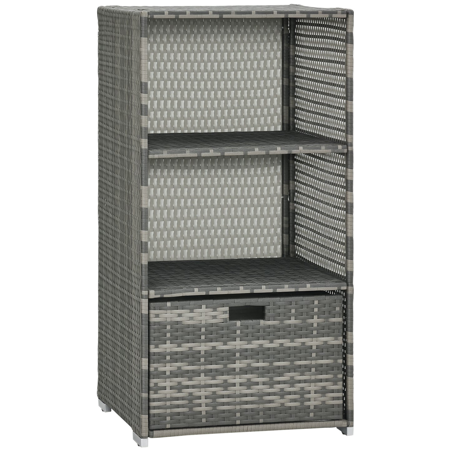 Waterproof Pool Towel Rack with Shelves & Basket - Gray