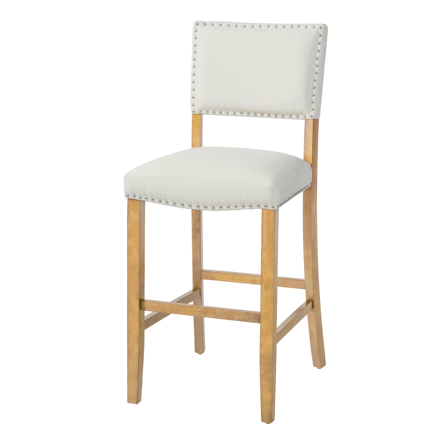 Barstools With Rivet Decoration Set Of 2 , Wood Frame,fabric Sponge